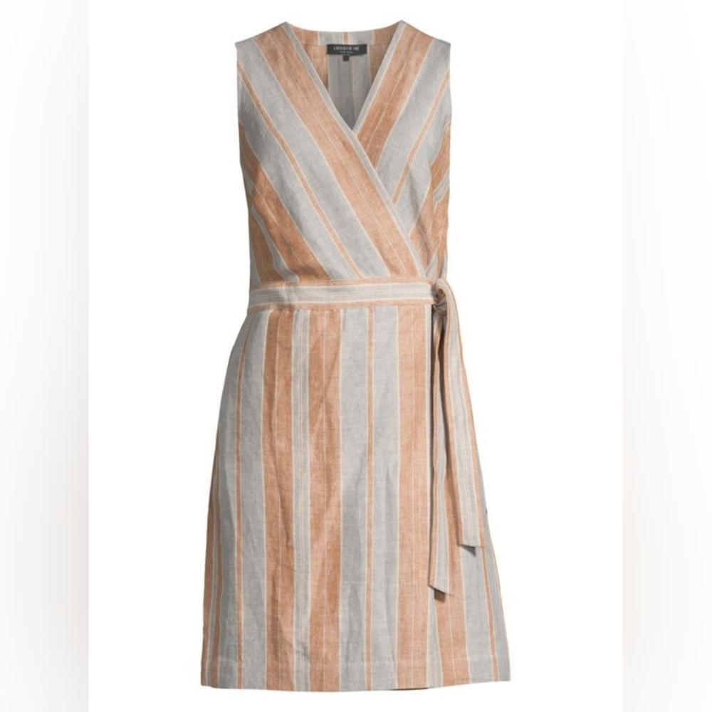 Lafayette 148 New YorkOaklyn Linen Striped Wrap Romper Size 6 - Picture 5 of 5